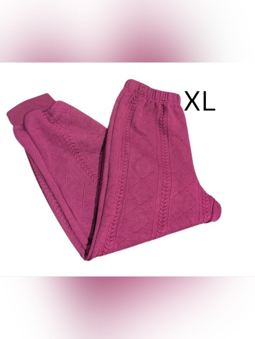SHEIN Pink Cable-Knit Track Jogger Pants